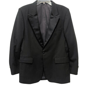 Vtg Robert Wagner Collection Raffinati 38R Tuxedo Jacket Black Satin Lapels READ